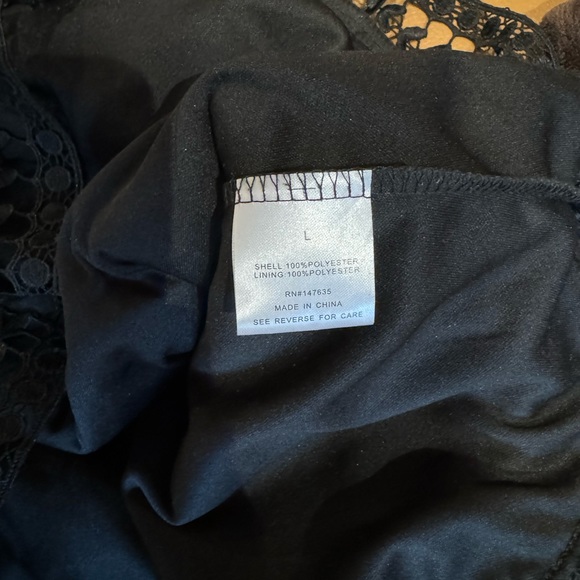 Aqua Dress Mini Crochet Black Lace Long Sleeve Mockneck Dress Runs Tight - Picture 8 of 9